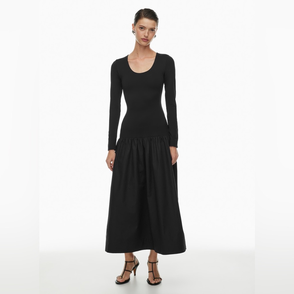 Aritzia Guild Ballett neck Midi dress Size Small Black Long Sleeves